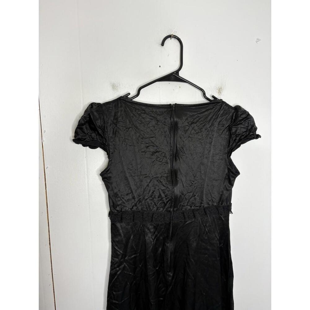 Vintage Lip Service Dress Womens M Helena Maxi Goth Corset Bodice Silky Vamp - Picture 4 of 14